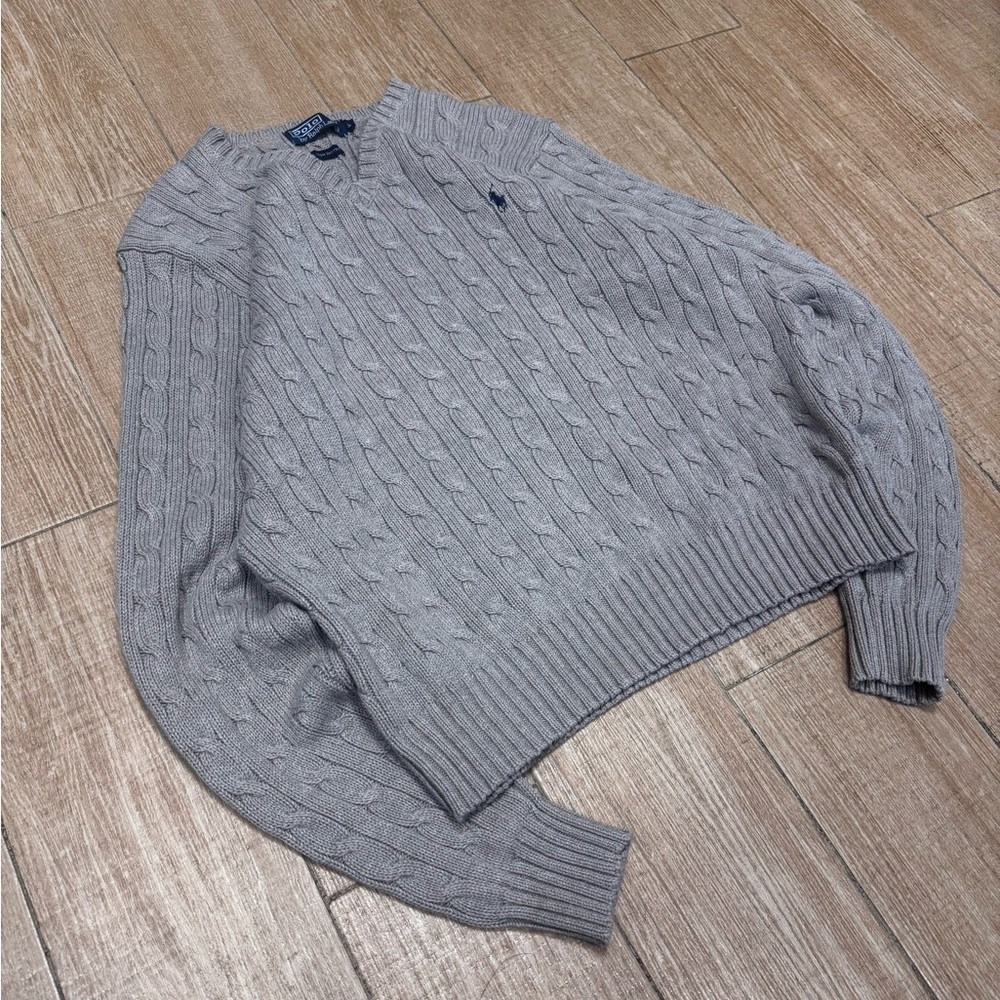Tan Brown Polo Ralph Lauren Cable Knit Sweater